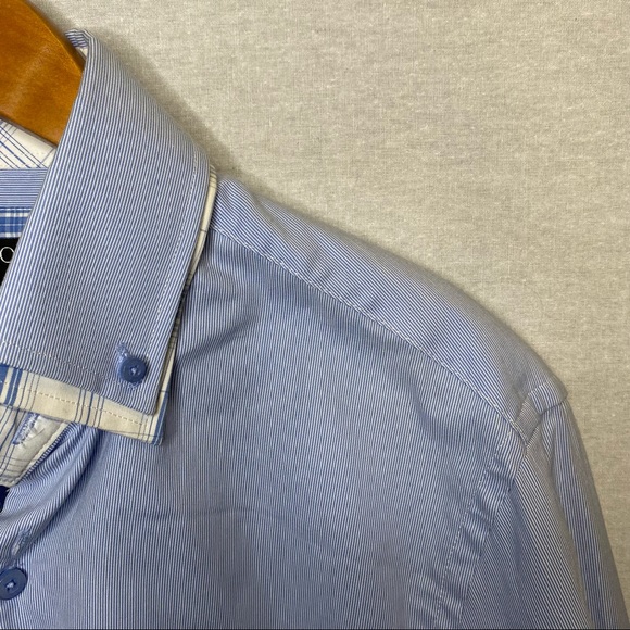 Coogi Luxe Dress Shirt Light Blue Contrast Cuffs & Collar Men’s Medium (15.5/16) - Picture 2 of 15